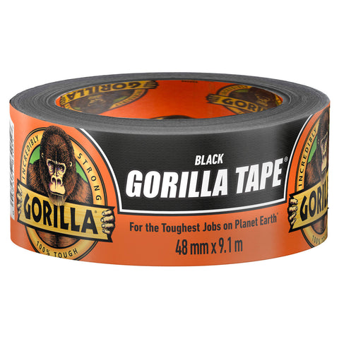 Gorilla 48mm x 9m Black Cloth Tape Heavy Duty Indoor & Outdoor