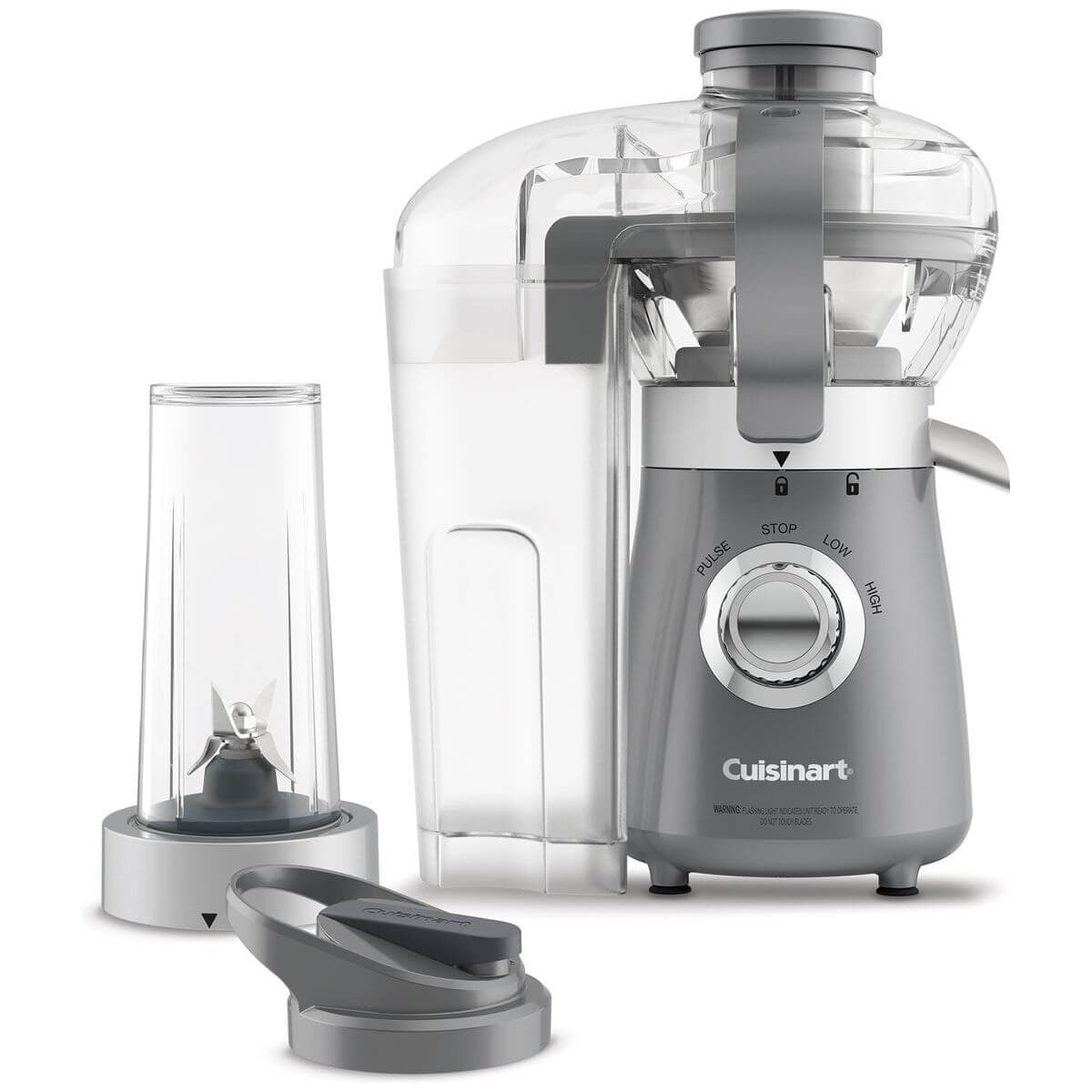 Cuisinart Kick Start 2-in-1 Personal Juicer and Blender - Grey - 450W, 500ml To-Go Cup, Travel Lid - CBJ-450XA
