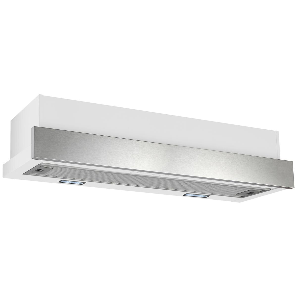 Omega 90cm Slide-Out Rangehood - White with Stainless Steel Fascia, 440m³/h Max Air - ORT9WXL