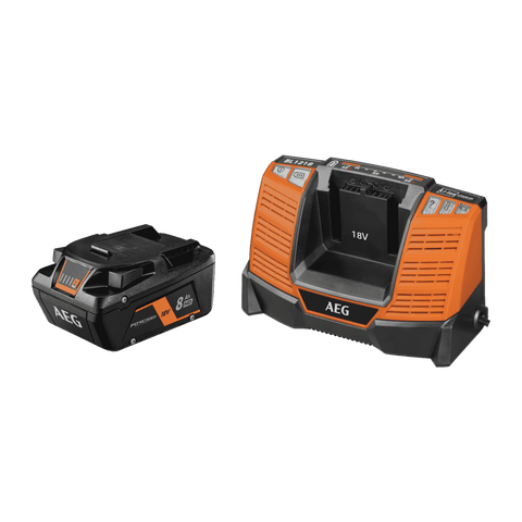 AEG 18V 8.0Ah Force HD Starter Kit, Battery + Fast Charger A18OSK18