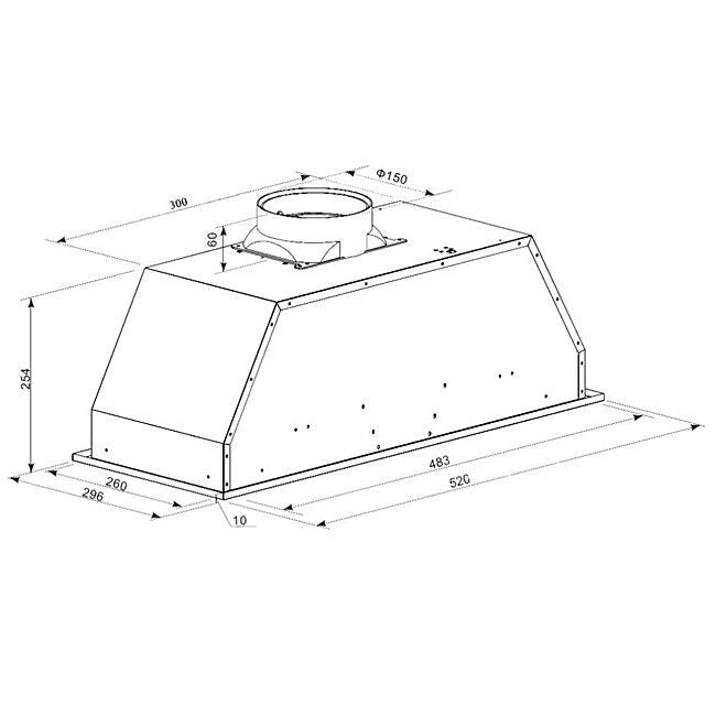 Beko 52cm Undermount Rangehood - Stainless Steel - 600m³/h, 3 Fan Speeds, Dual LED Lamps - BRH52UX