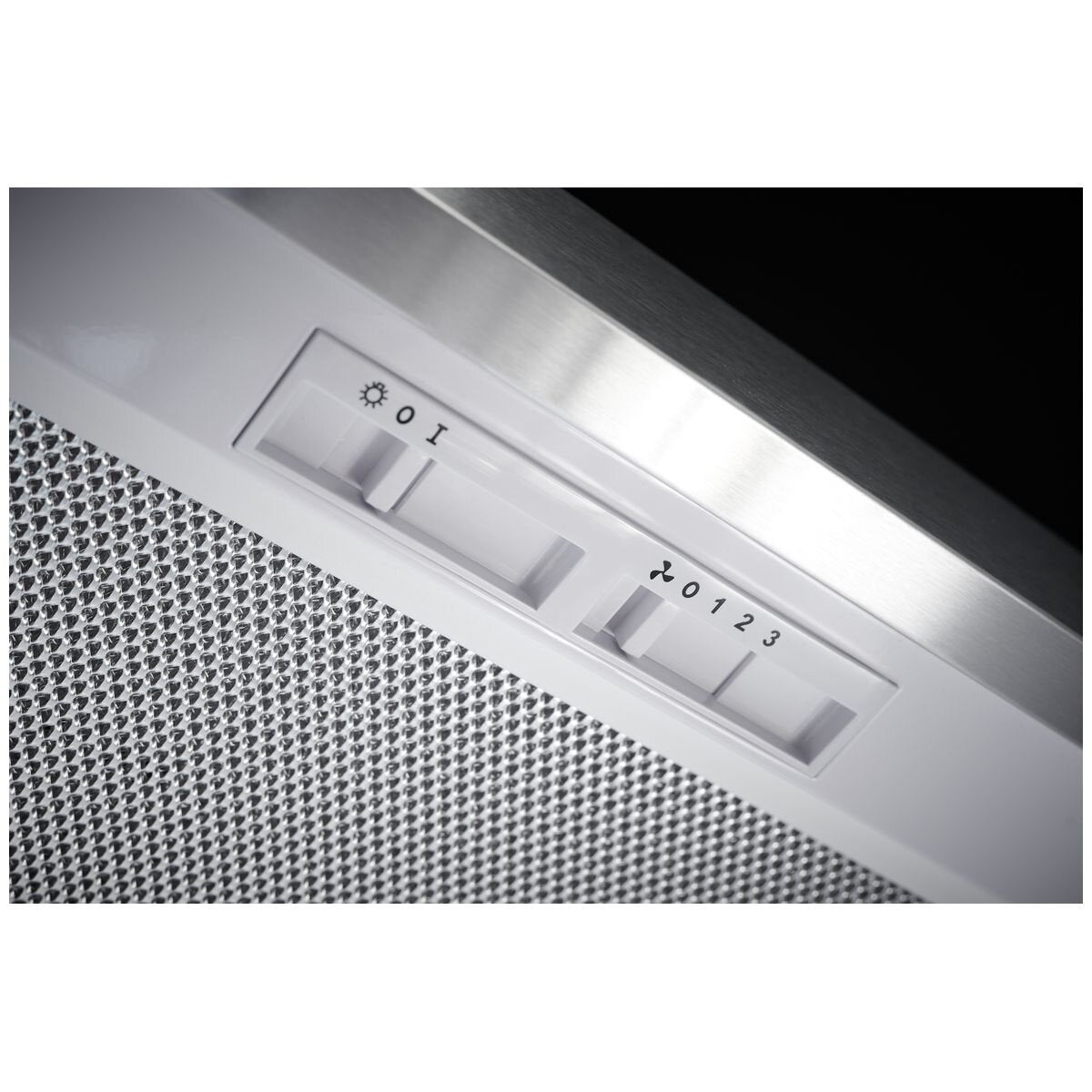 Omega 60cm Slide-Out Rangehood - White with Stainless Steel Fascia, 440m³/h Max Air - ORT6WXA