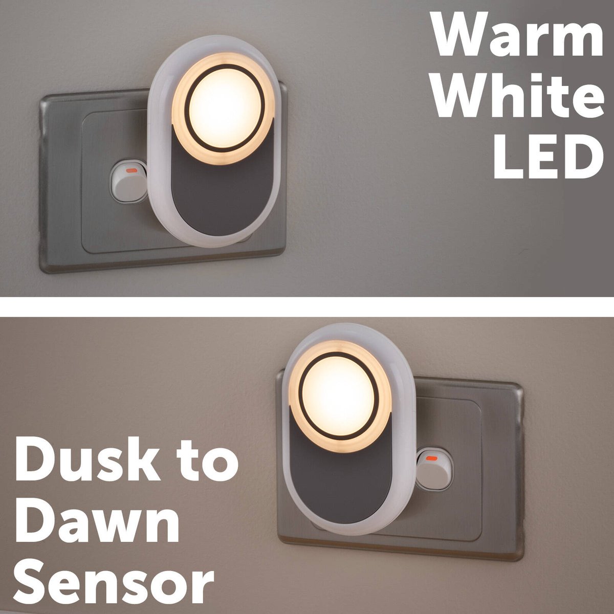 Arlec 240v Pill Plug in LED Night Light - Warm White Glow - Grey - 60mm x 90mm x 60mm - SuperSaverAU - view 3