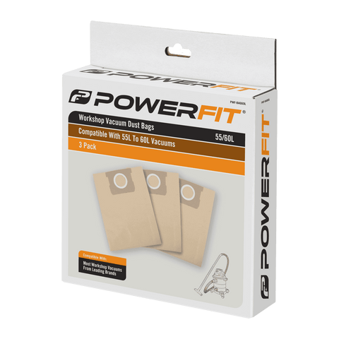 PowerFit 60L Paper Dust Bag, 3 Pack