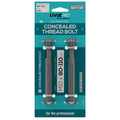 Vuepro Concealed Thread Bolt - 90-110mm - Zinc Nickel Coated - Easy Install - SuperSaverAU - view 1