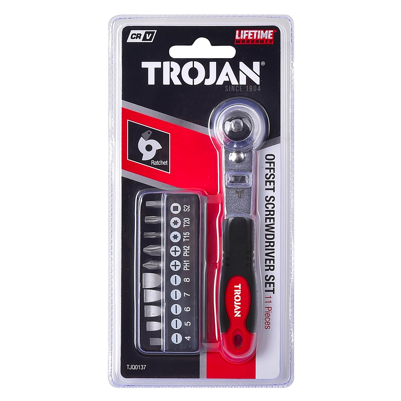 Trojan 11 Piece Ratchet Screwdriver Set, CRV