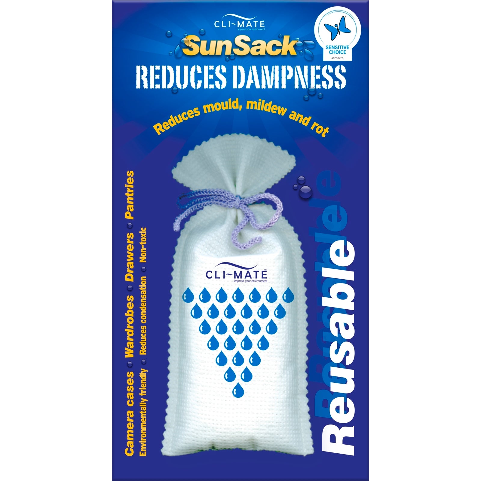 Cli-mate SunSack Moisture Absorber Dehumidifier Bag, Reusable, 150g