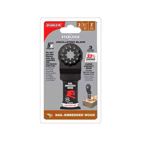Diablo 32mm Starlock Bi-Metal Multi-Tool Blade for Nail-Embedded Wood, 3 Pack