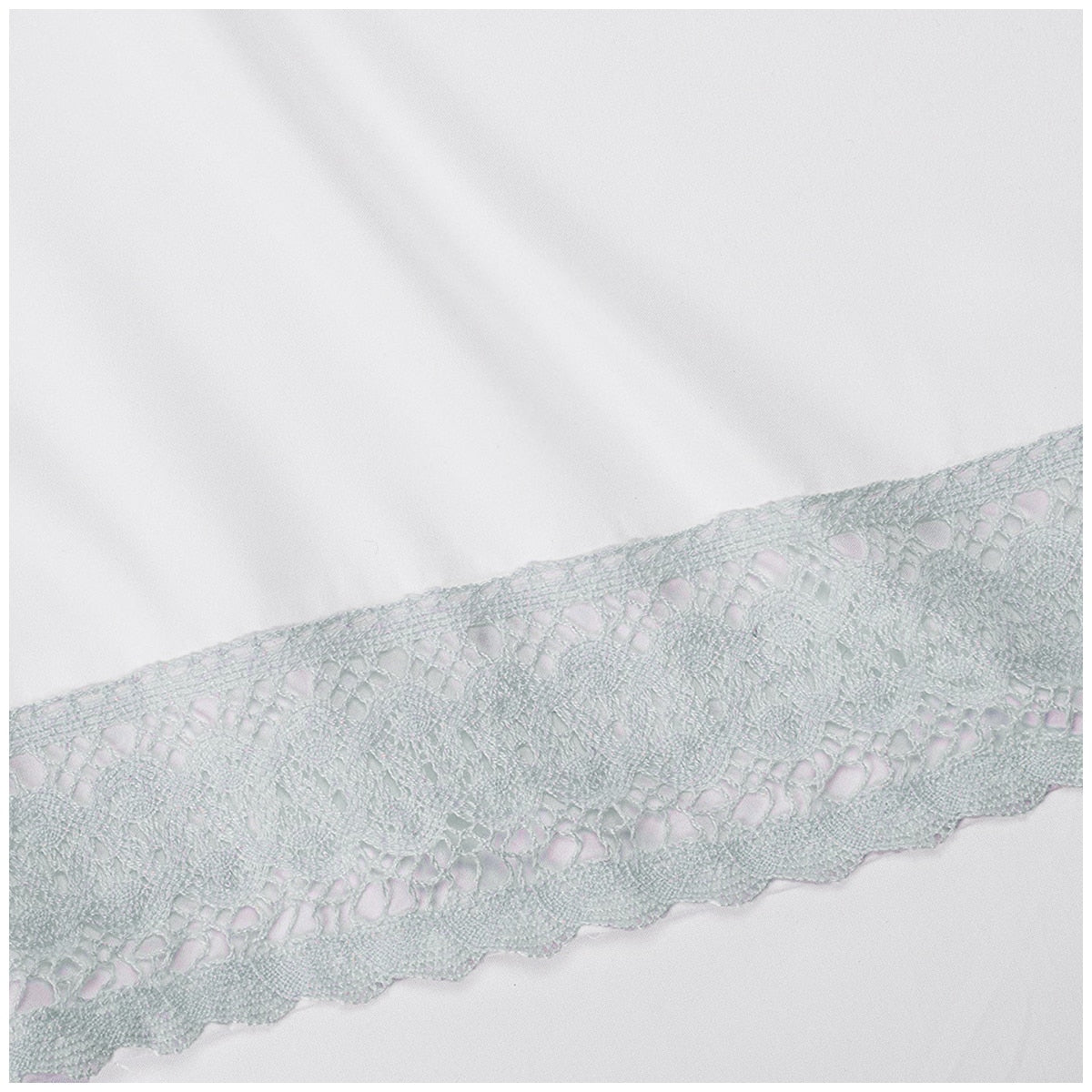 Kingtex 1500 Thread Count Crochet Lace Microfibre Sheet Set King Single Ice Blue/White - SuperSaverAU - view 2