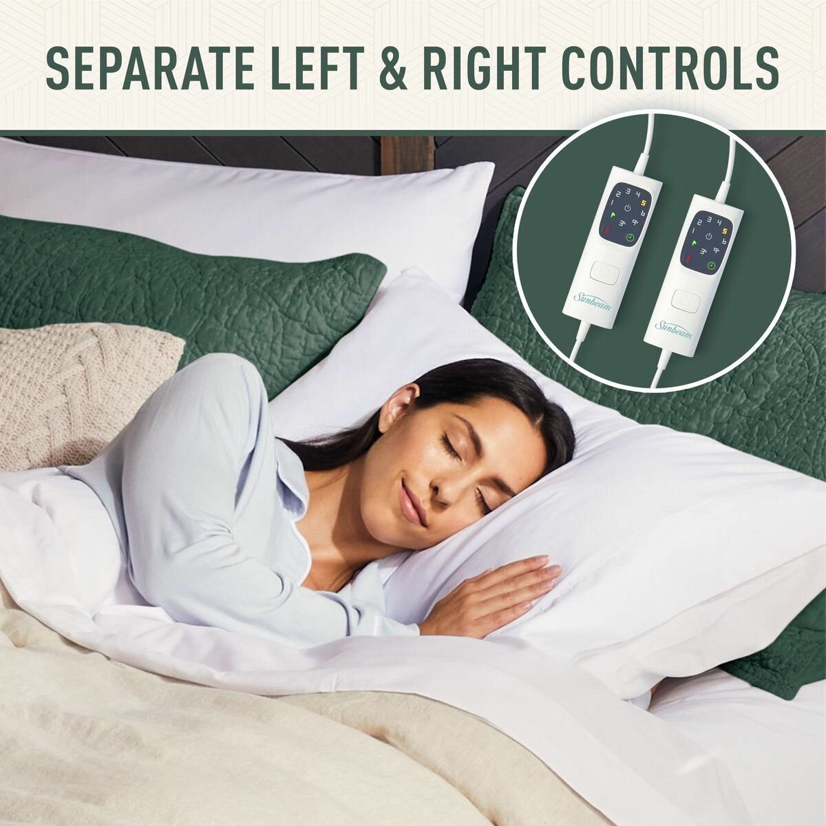 Sunbeam Sleep Perfect Wool Fleece Super King Electric Blanket - Australian Wool, 6 Heat Settings - BLW6681