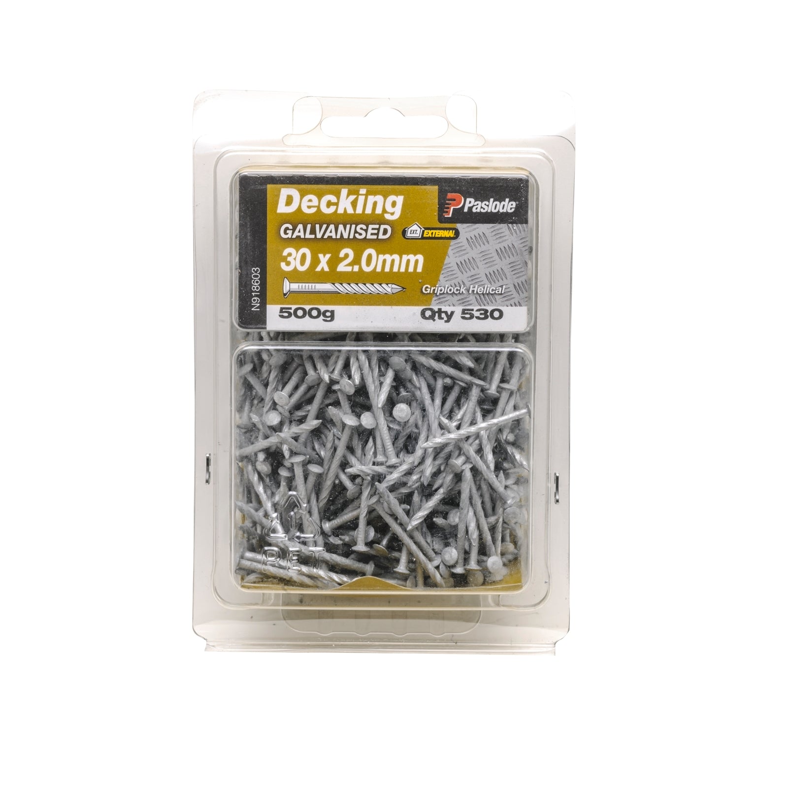 Paslode 30 x 2.0mm Galvanised Griplock Nails - 530 Pack, 500g, Decking