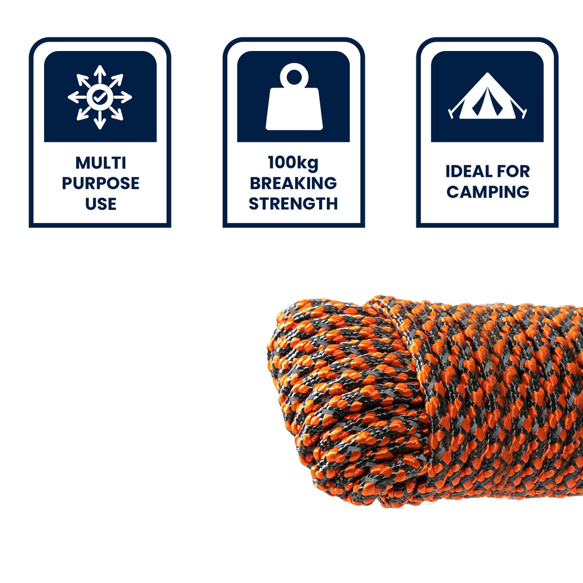 Grunt 3mm x 20m Orange Textured Reflective Rope