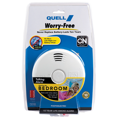 Quell Worry-Free Bedroom Talking Voice Photoelectric Smoke Alarm Lithium 135987