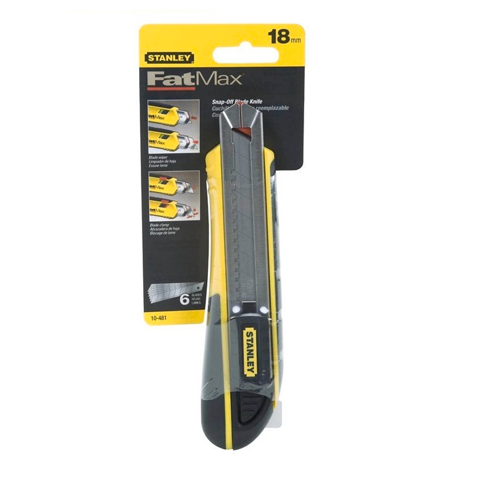 Stanley FatMax 18mm Snap Off Knife, Rubber Grip, Lockable, Blade Storage