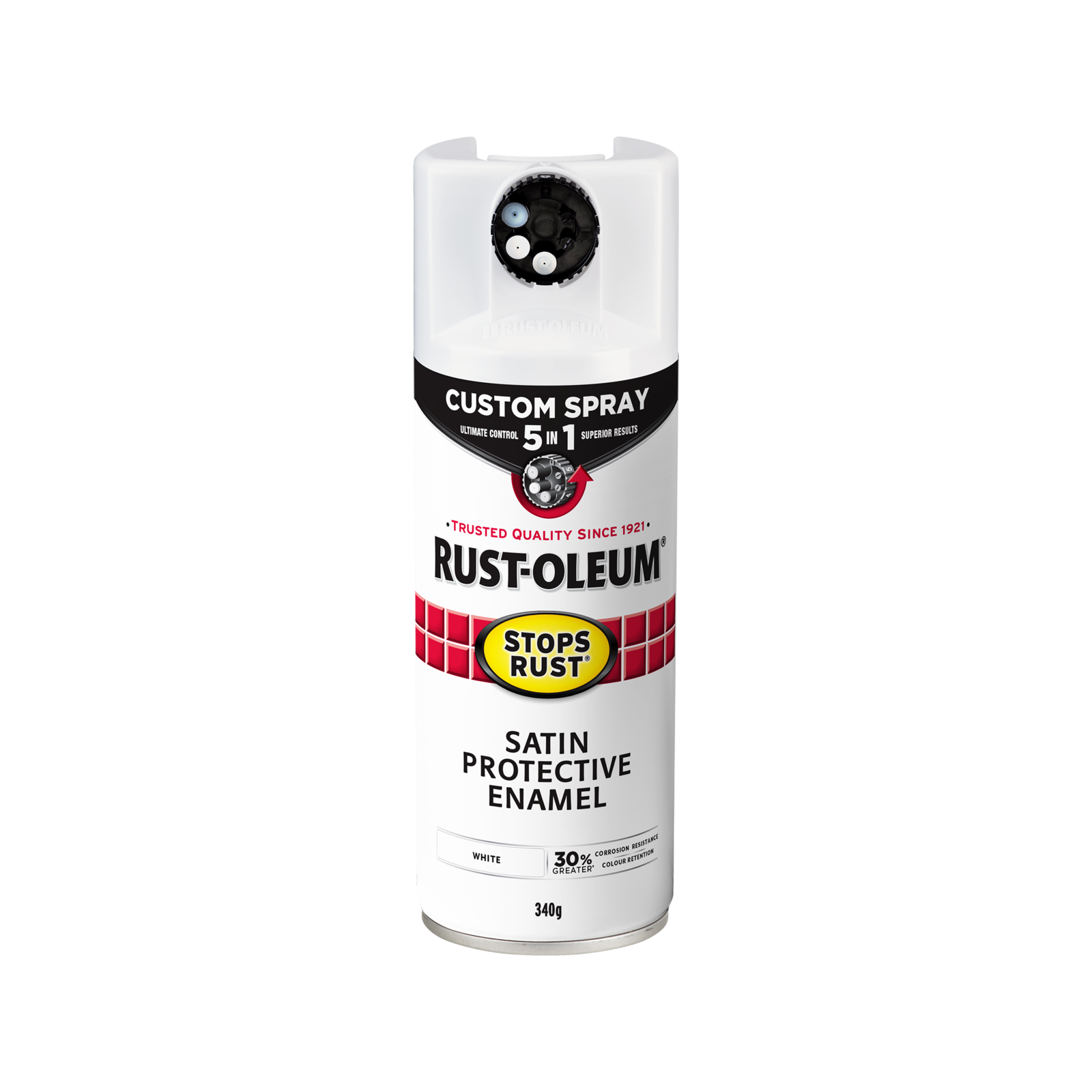 Rust-Oleum Stops Rust Custom 5 In 1 Spray Paint 340g - White Satin Splatter-Resistant