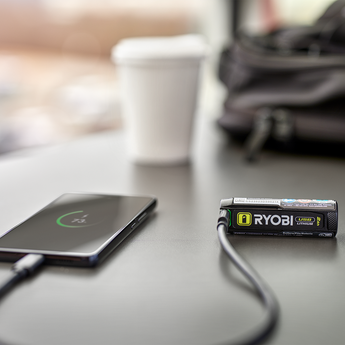 Ryobi USB Lithium 2Ah Battery Power Bank - Compact Portable Charger - LED Gauge - SuperSaverAU - view 2