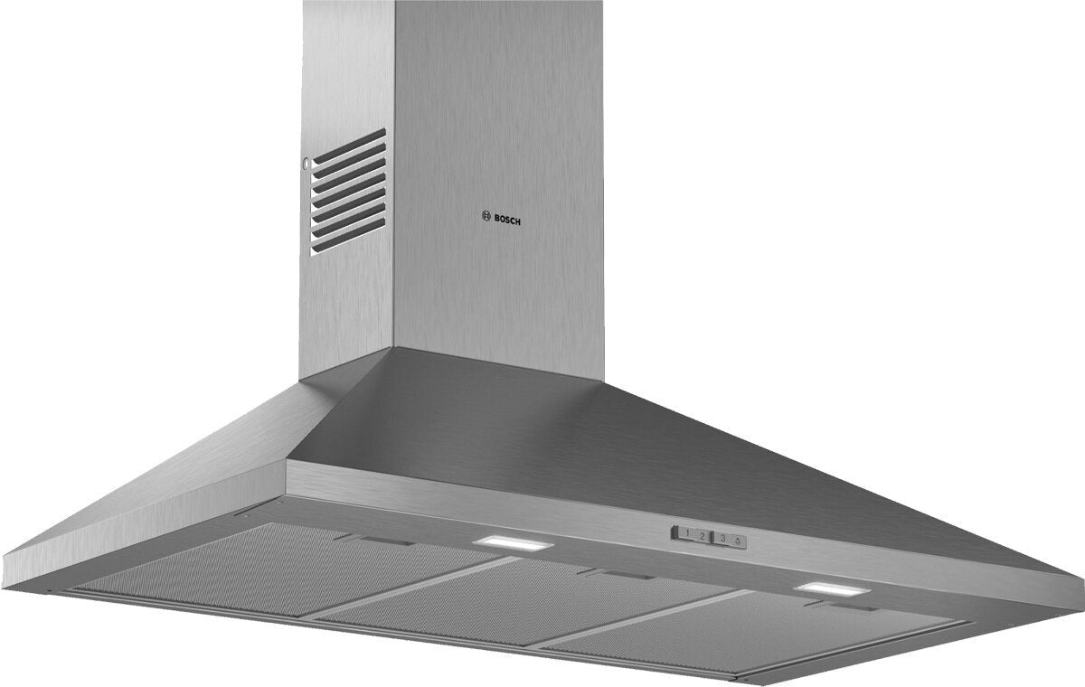 Bosch 90cm Dual Fuel Range Cooker and Canopy Rangehood Pack - 112L Oven, 6 Burners - HSB738357ADWP96BC50A
