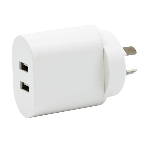 Click 2 Dual USB Wall Charger - 2.4A - Plastic - Over Voltage Protection - SuperSaverAU - view 1