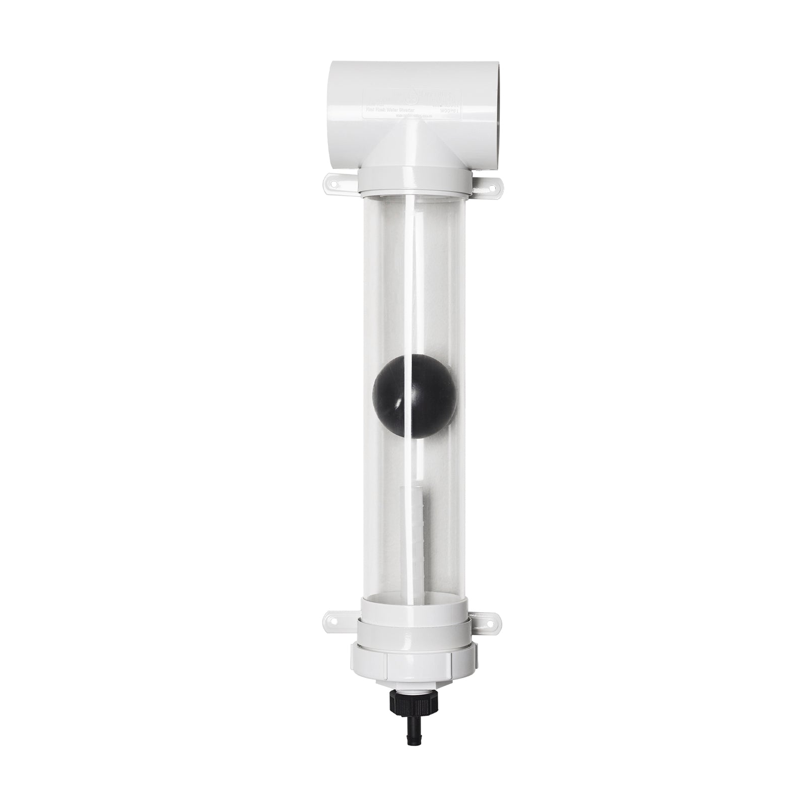 Rain Harvesting 90mm First Flush Downpipe Diverter, White UPVC with Slow Release Valve