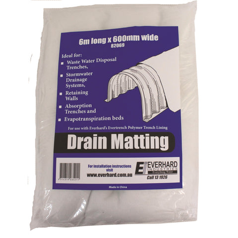 Everhard 600mm x 6m Drain Matting, White Non-Woven Polypropylene Geotextile