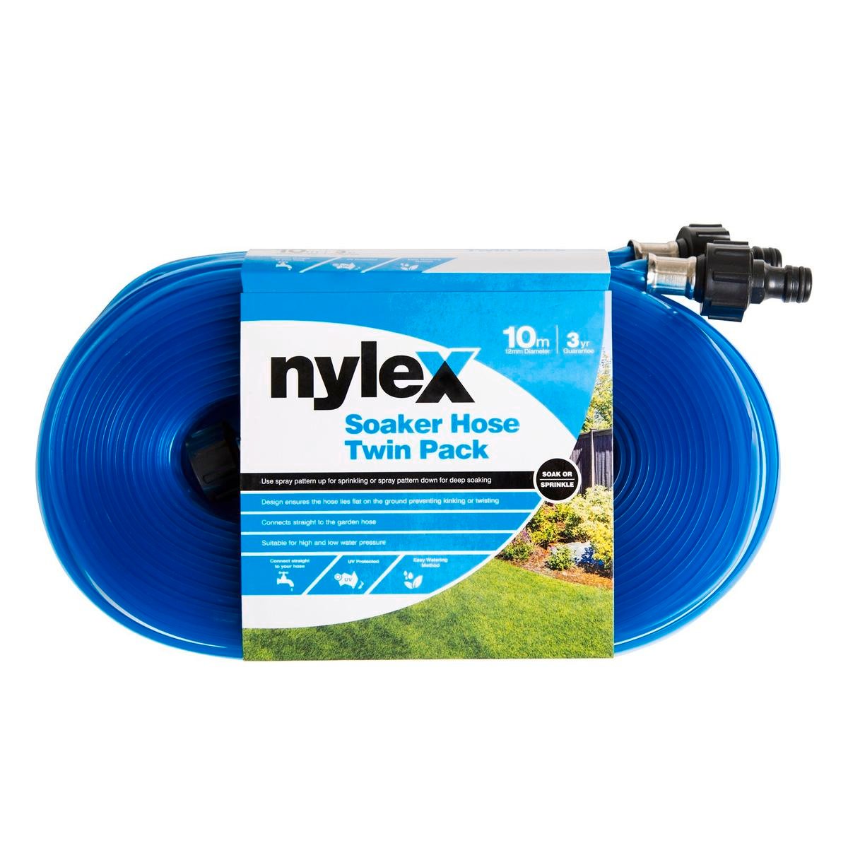 Nylex 12mm x 10m UV Resistant Soaker Hose Twin Pack