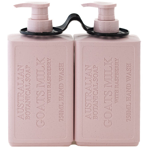 Australian Botanical Soap Hand Wash 2 x 750ml Goats Milk with Raspberry, Kakadu Plum Extract, Organic Aloe Vera - SuperSaverAU - view 1