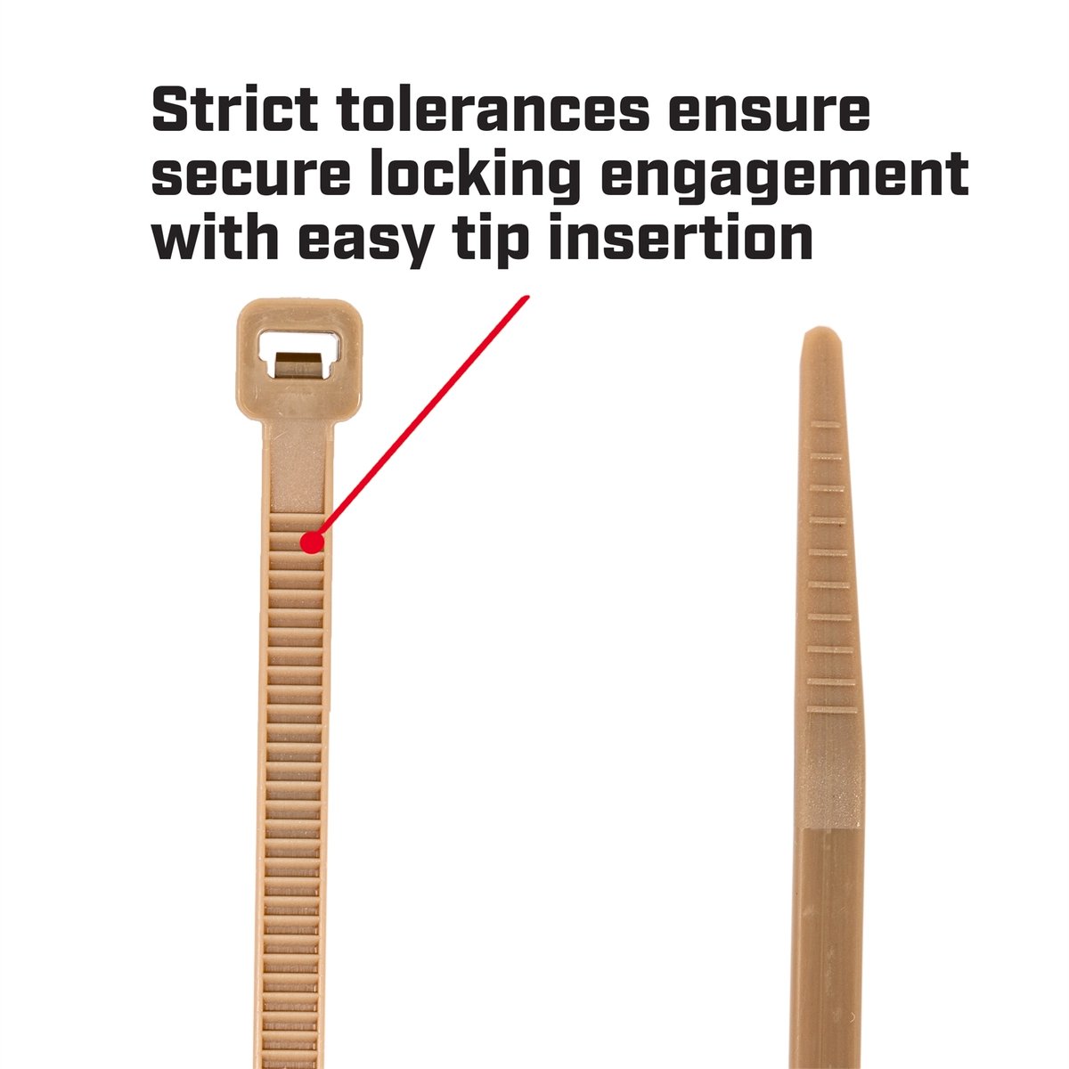 Crescent 200 x 4.6mm Beige Nylon Outdoor Cable Ties 25 Pack Releasable