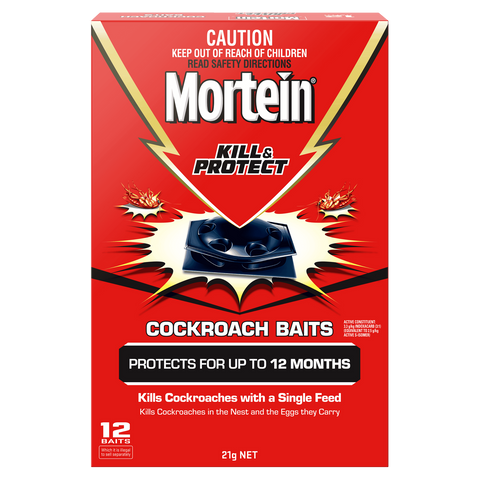 Mortein Kill and Protect Cockroach Baits - 12 Pack, Long-Lasting Bait Stations