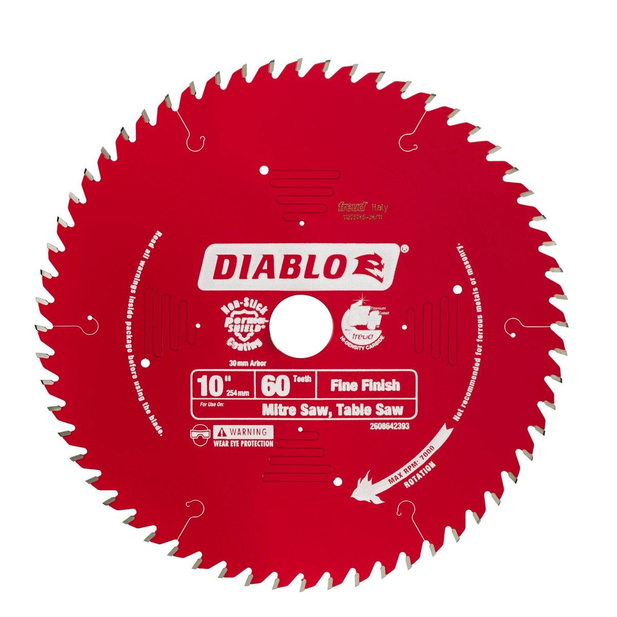 Diablo 254mm 60T Fine Finish Mitre Saw Blade 30mm Arbor