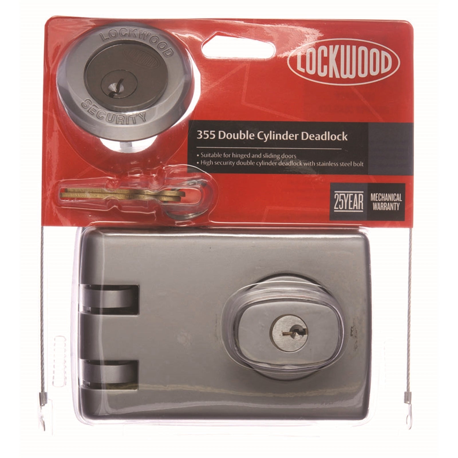 Lockwood 355 Double Cylinder Deadlock Satin Chrome