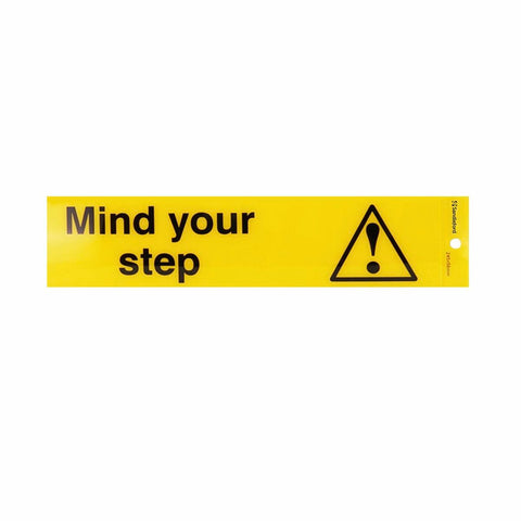Sandleford 245 x 58mm Mind Your Step Silver Self Adhesive Sign Weather Resistant