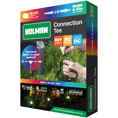Holman RGB Colour Garden Light Connection Tee Weather Resistant Waterproof Outdoor ALCRGB3TL