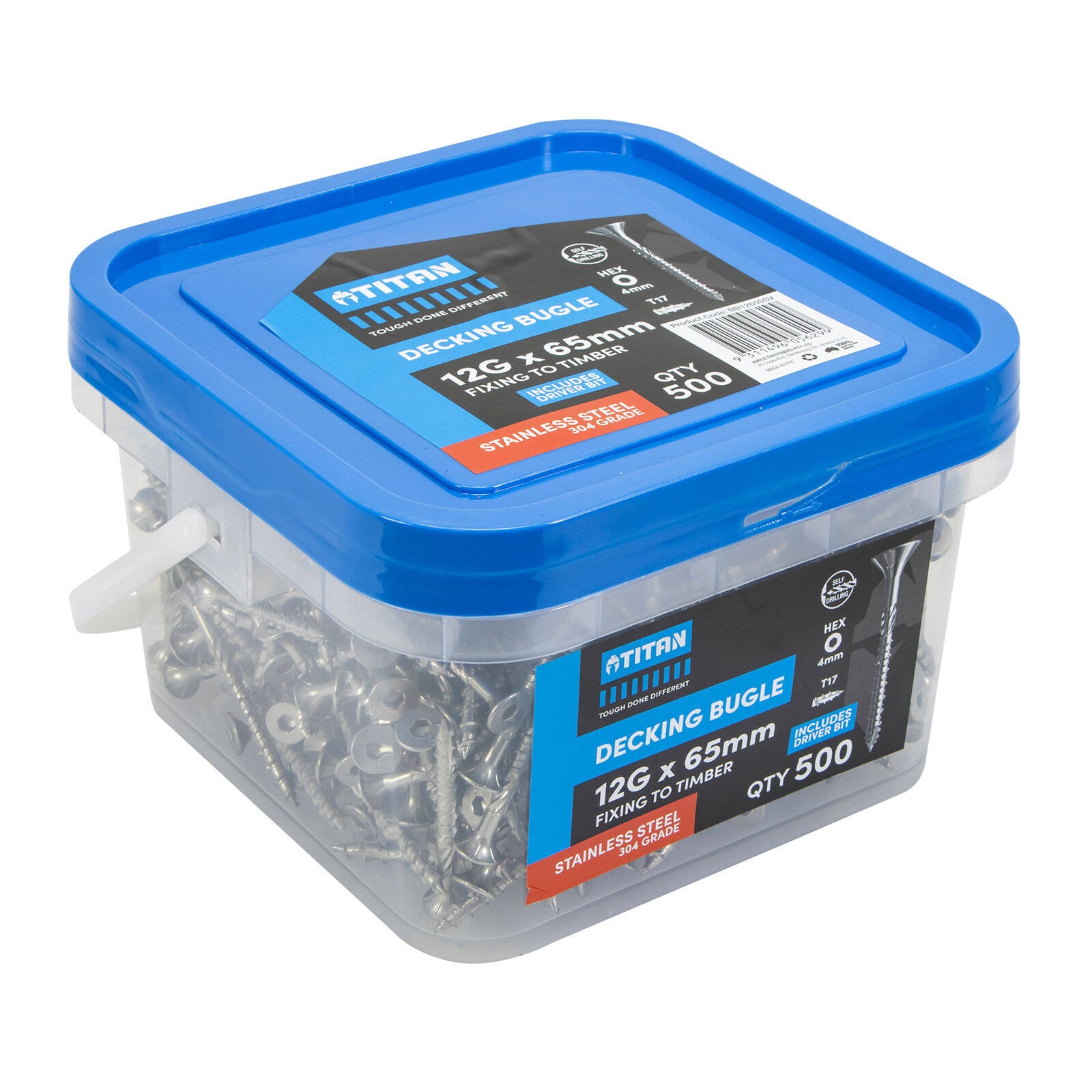 Titan Decking Bugle Screws 12G x 65mm 304 Stainless Steel - Pack of 500