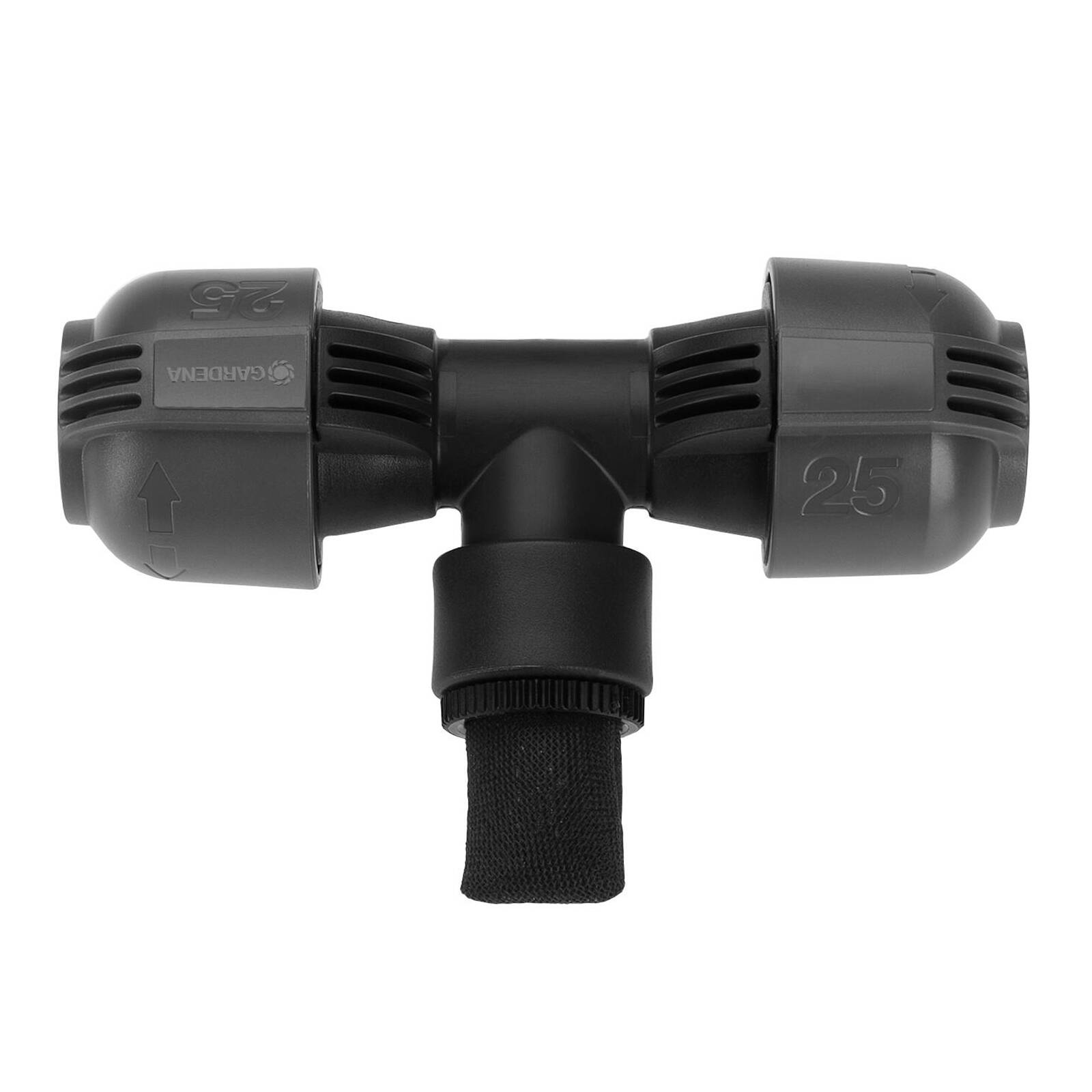 GARDENA 25mm x 3/4" Female Thread Pipeline T-Piece in Black/Dark Grey Plastic