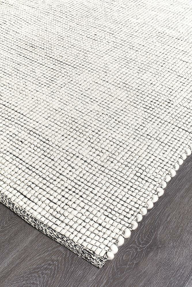 Rug Culture Loft Medium Black Felted Wool Rug 225x155cm - Hand Loomed - LFTBLK225X155