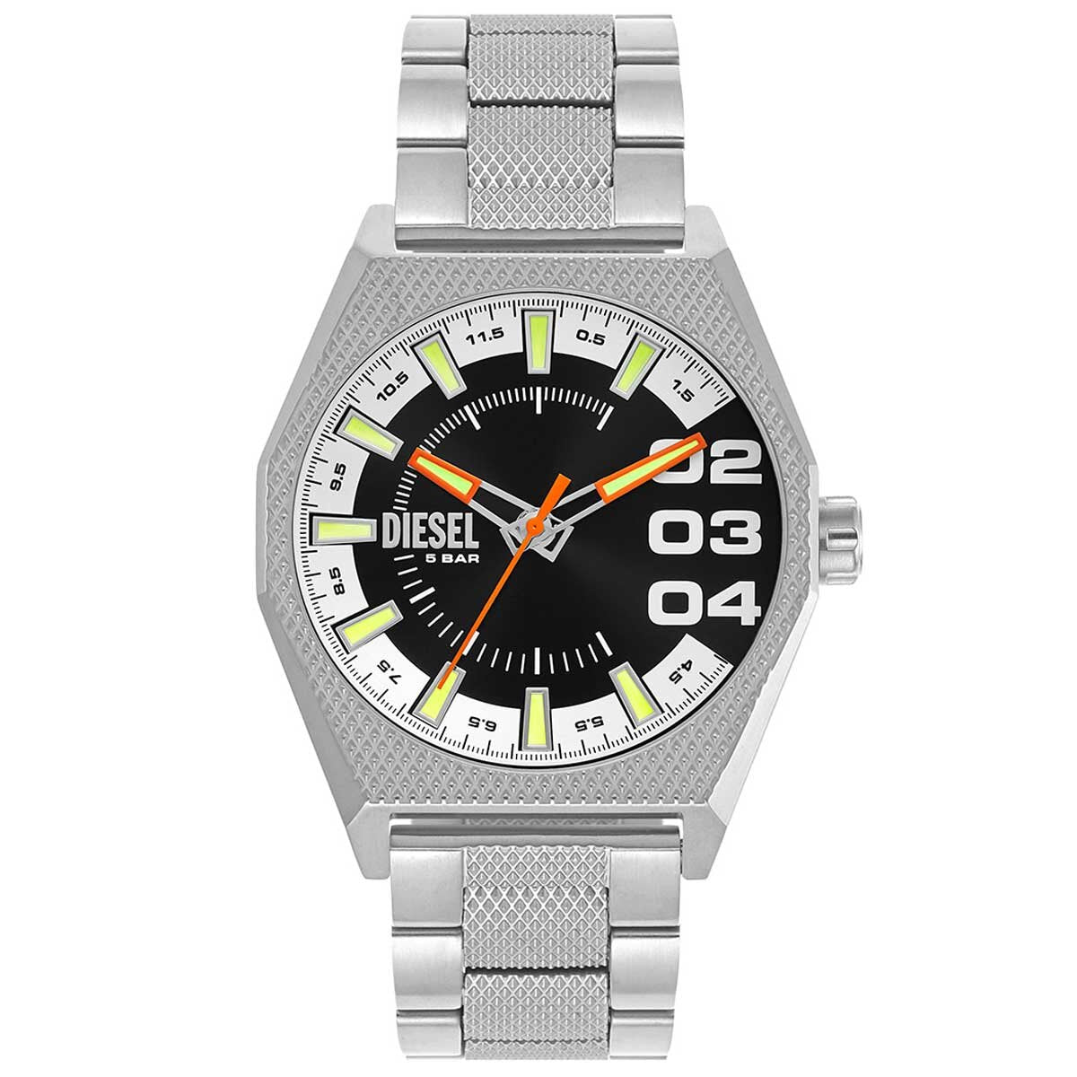 Diesel Scraper Stainless Steel Men's Watch DZ2172 43mm Black Sunray Dial Stainless Steel Bracelet - SuperSaverAU - view 1