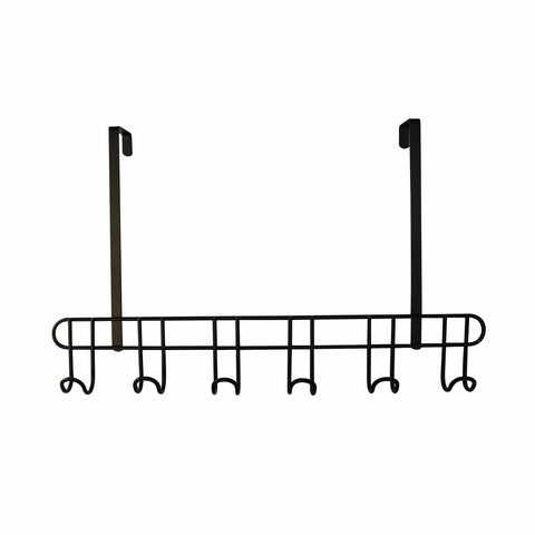 Adoored 6 Hook Black Steel Over-The-Door Deco Hook Rack