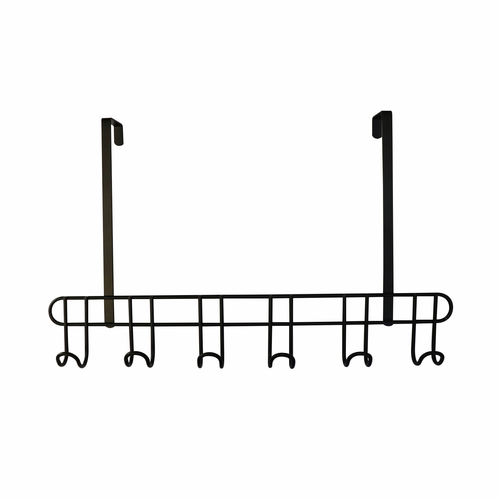 Adoored 6 Hook Black Steel Over-The-Door Deco Hook Rack