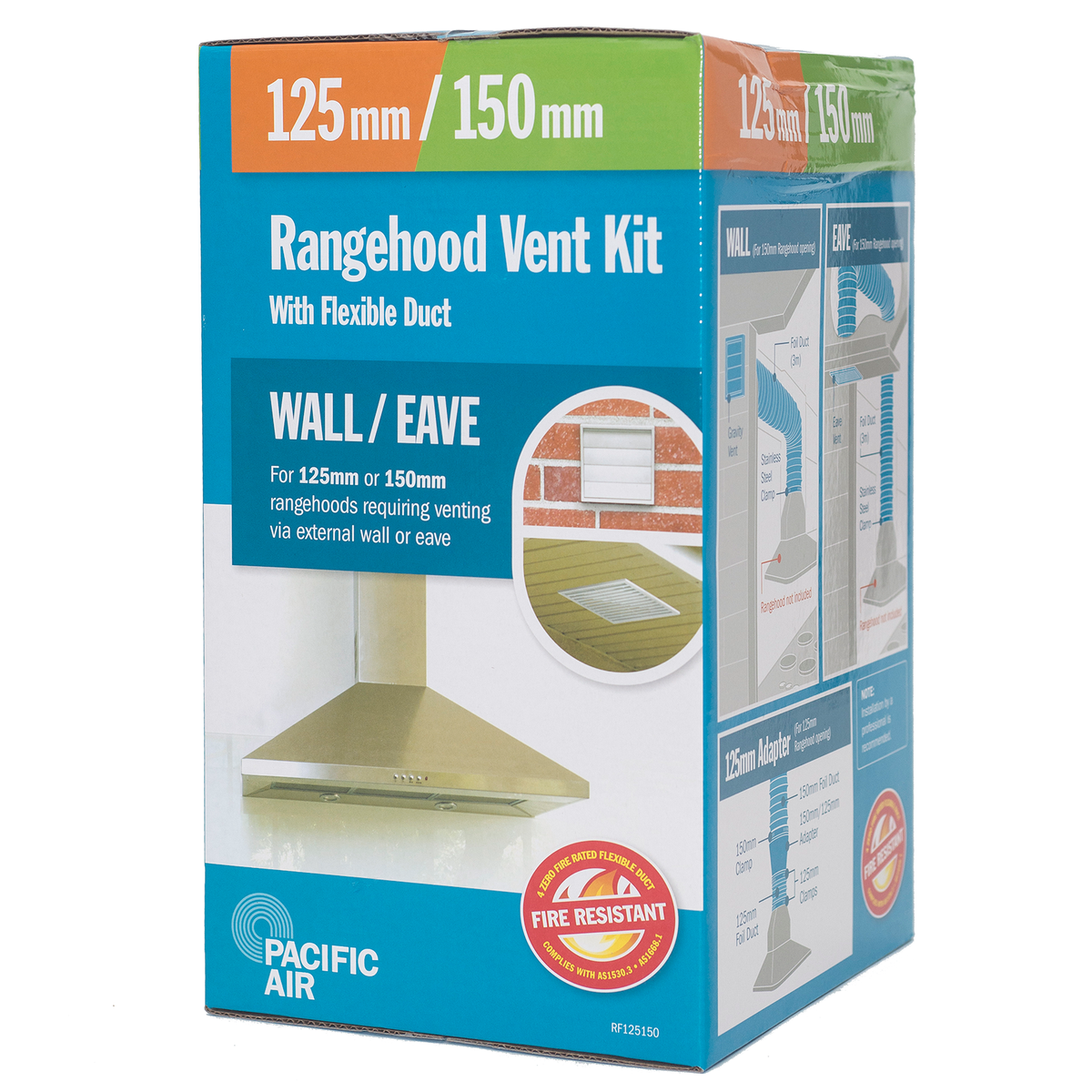 Pacific Air Flexible Wall Eave Rangehood Ducting Kit 125 150mm PVC - SuperSaverAU - view 1