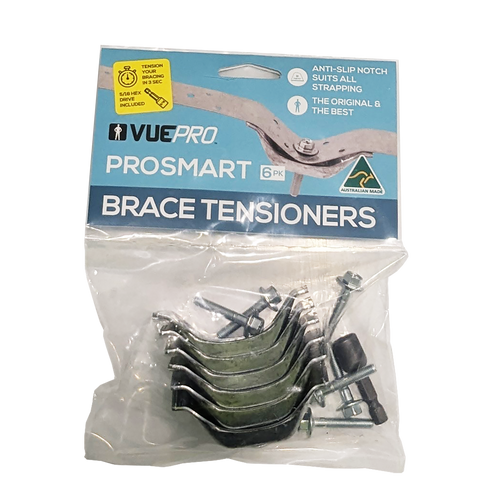 VUEPRO Galvanised Steel Hex Drive Anti-Slip Strap Bracing Tensioner, 6 Pack