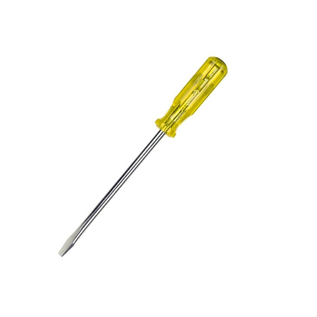 Stanley 6 x 100mm Slotted Screwdriver, Steel Shaft, Yellow Handle