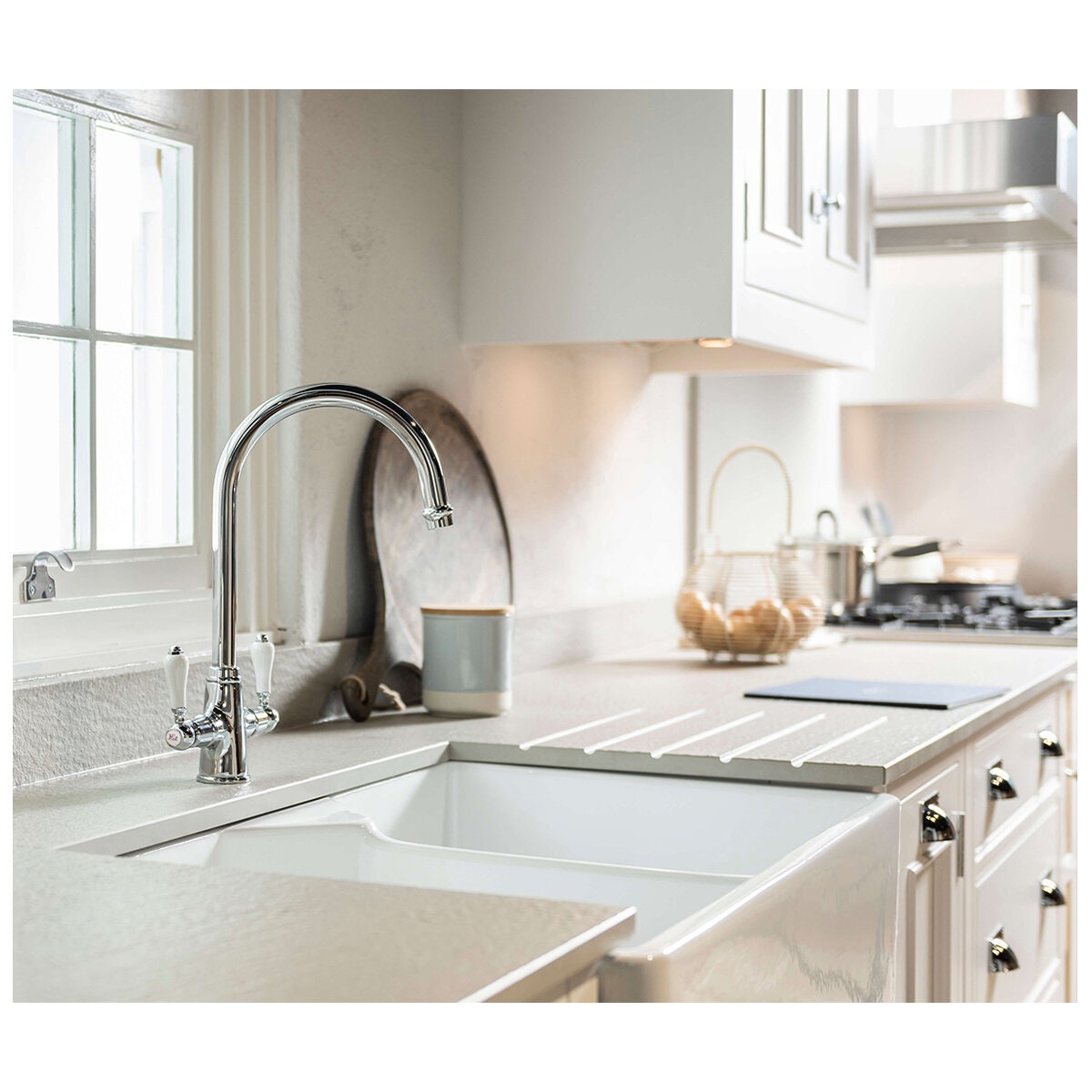 Turner Hastings Ludlow double sink mixer - chrome gooseneck with swivel spout - 5 star WELS - LU101DM-CH
