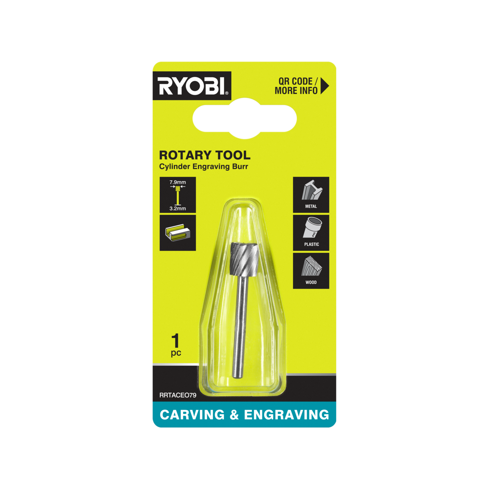 Ryobi 7.9mm Oval-Shaped Engraving Burr