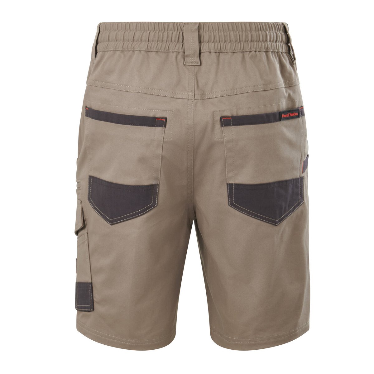 Hard Yakka Men's Tough Utility Mid Length Shorts, Desert, Cotton-Rich, Ruler Pocket, Size 87R