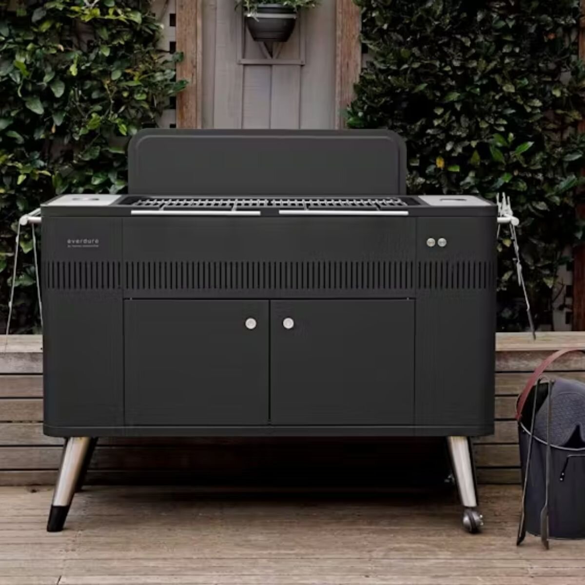Everdure by Heston Blumenthal Hub Charcoal BBQ with Rotisserie - Black Cabinet, Fast Flame Ignition - HBCE2BB