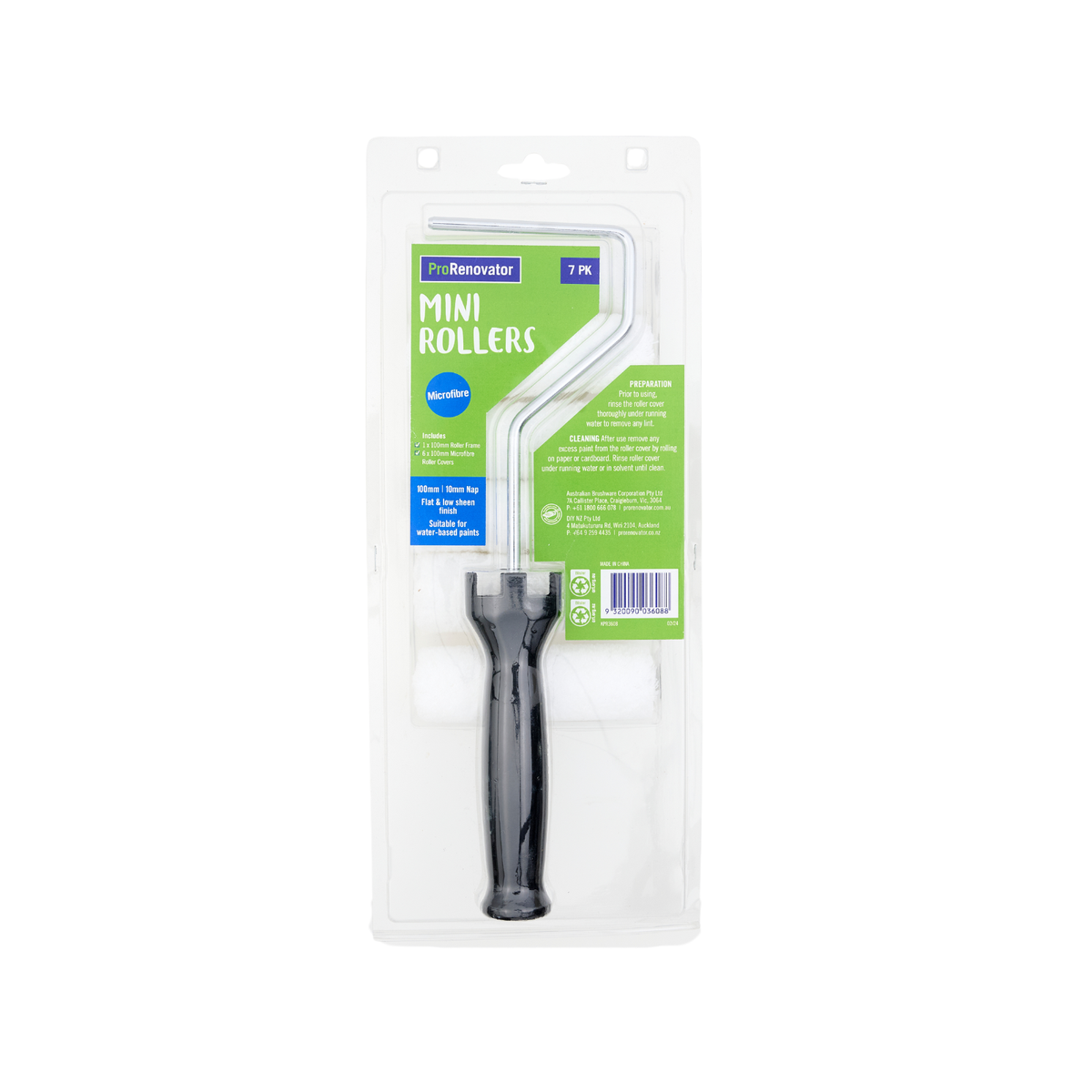 Pro Renovator 100mm Microfibre Mini Roller 10mm Nap 7 Pack