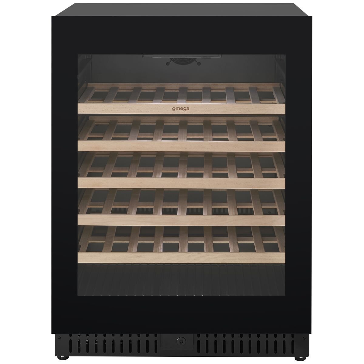 Omega 52 Bottle Single Zone Wine Cabinet - Black, Triple Glazed UV Glass, Built-In or Freestanding - OCW52SB