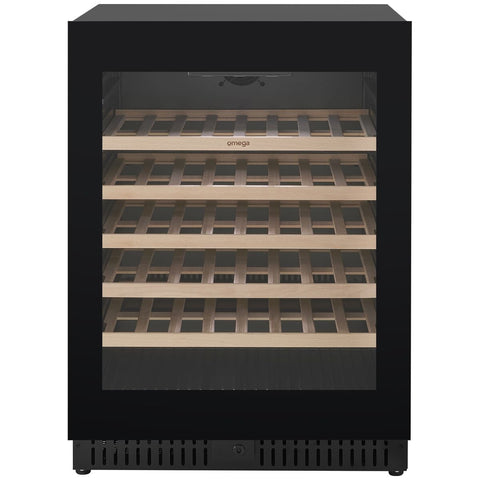 Omega 52 Bottle Single Zone Wine Cabinet - Black, Triple Glazed UV Glass, Built-In or Freestanding - OCW52SB