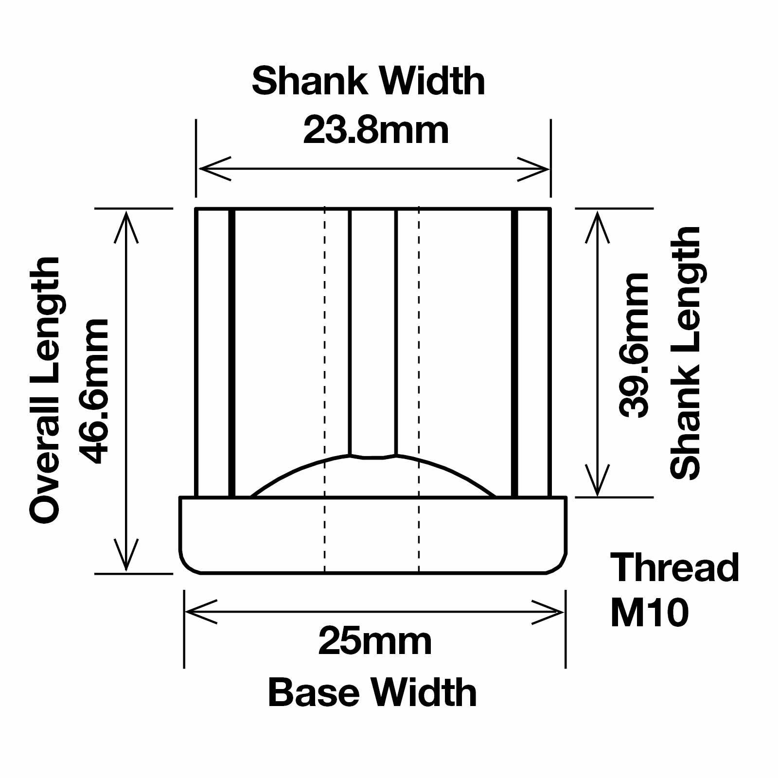 Richmond 25mm x M10 Zinc Plated Square Threaded Tube Insert 2 Pack