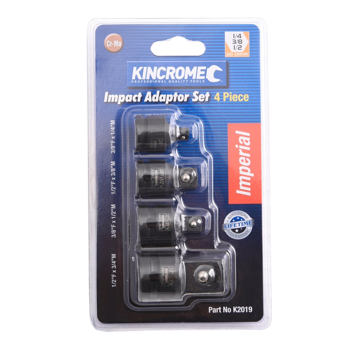 Kincrome 4 Piece Impact Adaptor Set Chrome Molybdenum Steel Drive Converters